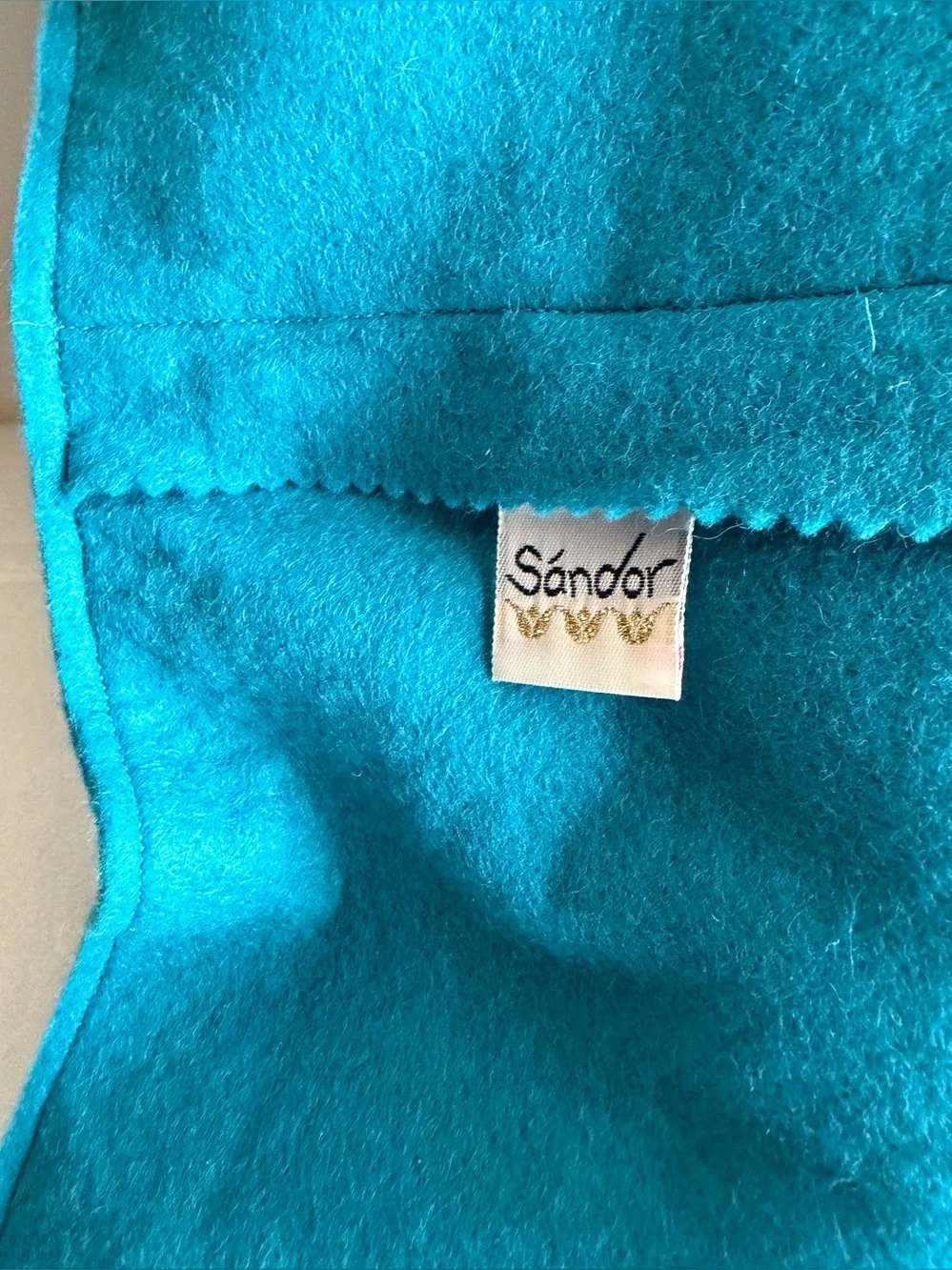 Sandor Hungary Retired NOS Pillow Cover Teal White Floral Wool 18x13